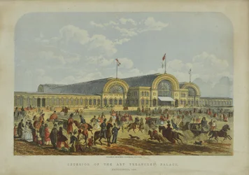 Außenansicht des Palastes der Kunstschätze, 1851