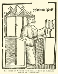 Faksimile eines Holzschnitts von der letzten Seite der R. Kele-Ausgabe von Colin Clout