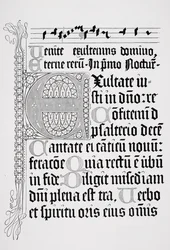 Faksimile einer Seite aus einem Psalter, gedruckt von Johann Fust und Petrus Schoiffer, Mainz, 1459