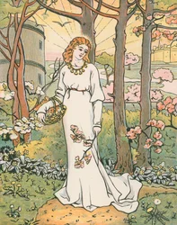 Schöne Emelye sammelt Blumen. 