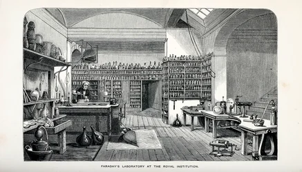 Faradays Labor im Royal Institution, veröffentlicht 1870