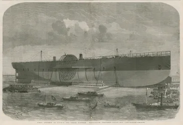 Erster Versuch, das Dampfschiff Leviathan der Great Eastern Navigation Company zu starten