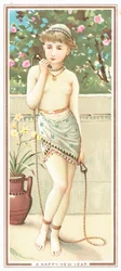 Mädchen mit Springseil, Neujahrskarte