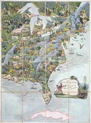 Spiel des Sternenbanners oder Auswanderer in die Vereinigten Staaten, Brettspiel ca. 1860