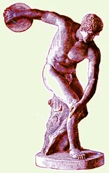 Griechischer Athlet, der den Diskus wirft, Illustration aus Cassells Illustrierter Universalgeschichte von Edward Ollier, 1890