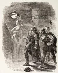 Hamlet, Horatio und Marcellus sehen den Geist, aus 