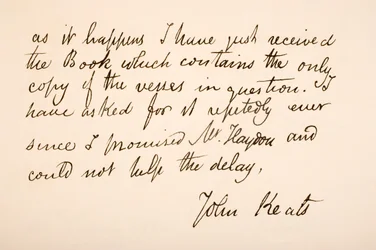 Handschrift und Unterschrift von John Keats