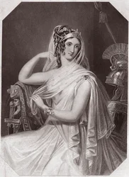 Helena, Frau von Menelaos (Die Geschichte von Troilus und Cressida) in - „Galerie des femmes de Shakespeare, Sammlung von fünfundvierzig ernsten Porträts der ersten Künstler Londons, bereichert mit kritischen und literarischen Hinweisen“ um 1838 - aus „Gal