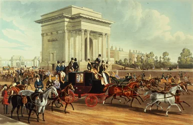 Hyde Park Corner, nach James Pollard, veröffentlicht von Ackermann, 1836
