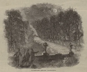 Illuminierter Wasserfall, Chatsworth