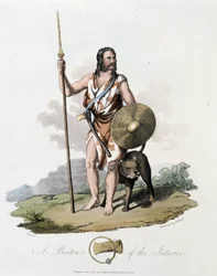 Bewohner der Britischen Inseln und sein Hund - in „Kelten und Goten, Sitten der Bewohner der Britischen Inseln im frühen 6. Jahrhundert und der gotischen Völker an der Westküste der Ostsee“ von S. R. Meyrick und Ch. Smith