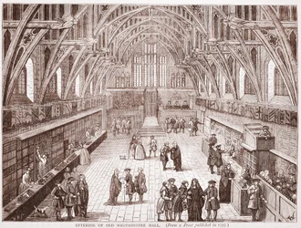 Innenansicht der alten Westminster Hall, nach einem Druck von 1797