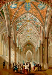 Innenraum der Temple Church (farbige Gravur)