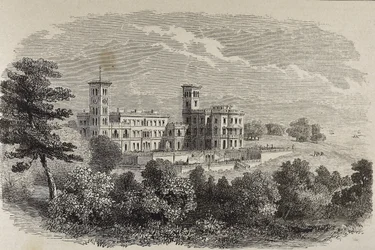 Isle of Wight. Osborne House, die Sommerresidenz von Königin Victoria. Illustration von 1880