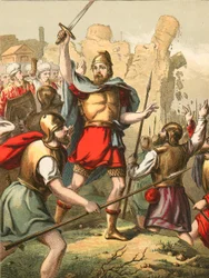 Israeliten umkreisen die Mauern von Jericho