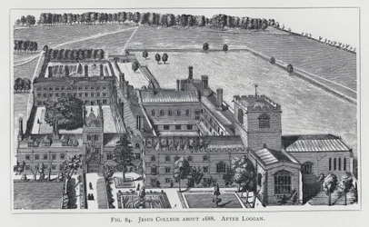 Jesus College um 1688, nach Loggan (Gravur)