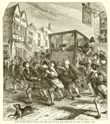 John Wilkes wird von der Menge in die Stadt gezogen, auf dem Weg ins Gefängnis, 1768
