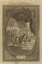König Usija verbannt, 2. Chronik, Kapitel 26, Vers 20 (Gravur)