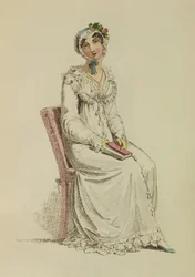 Damenmorgenkleid, Modeplatte aus Ackermanns Repository of Arts, 1815