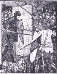 Lancelot kommt aus Gueneveres Zimmer, Illustration aus 