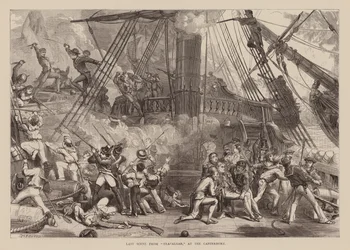 Letzte Szene aus "Trafalgar," im Canterbury (Gravur)