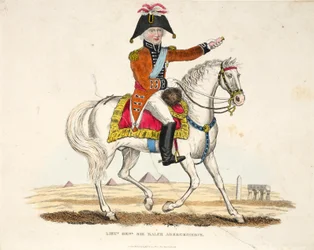 Generalleutnant Sir Ralph Abercrombie, veröffentlicht von Richard Evans, graviert von Romney, Illustration aus An Historical Account of the Battle of Waterloo von William Mudford, 1816