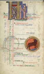 MS Hunter 229 f.2v April, aus dem Hunterian Psalter, ca. 1170