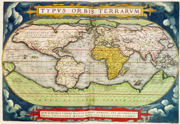 Karte der Weltumsegelung von Sir Francis Drake (ca. 1540-96), gestochen von Frans Hogenburg (1535-90)