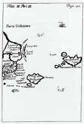 Karte aus Gullivers Reisen von Jonathan Swift (1667-1745)