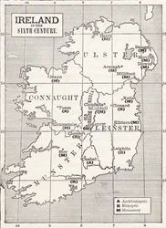 Karte von Irland im sechsten Jahrhundert, aus dem Buch „The Church of England: A History for the People“, veröffentlicht um 1910