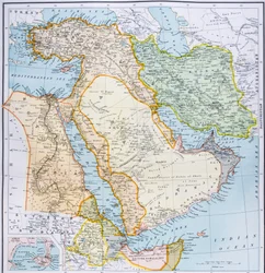 Karte der Türkei, des Nahen Ostens, des Horns von Afrika und des Persischen Golfs in den 1890er Jahren, aus 