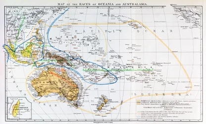 Karte der Rassen von Ozeanien und Australasien, aus 