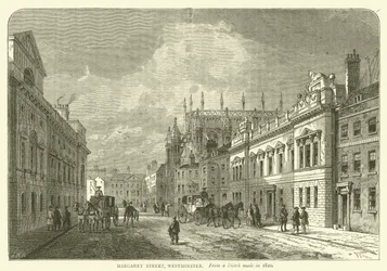 Margaret Street, Westminster, nach einer Skizze aus dem Jahr 1820