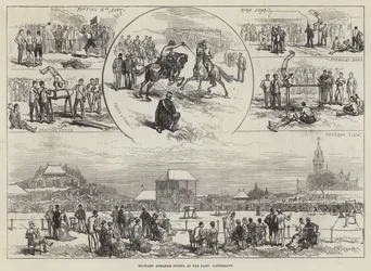 Militärische Sportwettkämpfe im Lager, Aldershott (Stich)