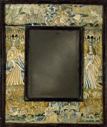 Spiegel mit Reliefstickerei, ca. 1650-1700