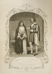 Miss Glyn als Isabella und Mr. Hoskins als Lucio, Akt I Szene 4, in Maß für Maß, von William Shakespeare (1564-1616) nach einem Daguerreotyp von Paine of Islington