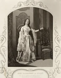 Miss Vandenhoff als Julia, Akt III Szene 1 von Romeo und Julia, von einem Daguerreotyp, veröffentlicht von John Tallis & Co.