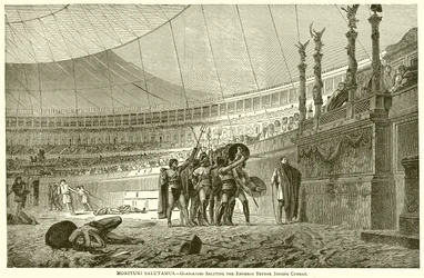 Morituri Salutamus.—Gladiatoren grüßen den Kaiser vor dem Kampf