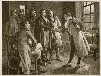 Mr. Alexanders Empfang im Kings Bench Prison, Illustration aus Cassells Illustrierter Geschichte Englands
