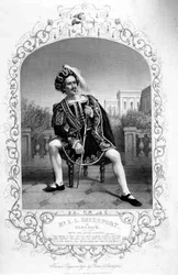 Mr. E.L. Davenport als Benedick, Akt II Szene 3, in 