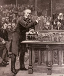 Mr. Gladstone erklärt dem House of Commons seinen Plan für die Regierung Irlands, aus 