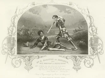 Mr. H. Marston als Hotspur und Mr. F. Robinson als Prinz Heinrich, König Heinrich IV, Teil I