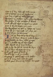 Seite aus dem Notizbuch eines Arztes, geschrieben in Mittelenglisch