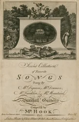 Musikalische Partitur mit Lieblingsliedern, gesungen in den Vauxhall Gardens, London, komponiert von Mr. Hook