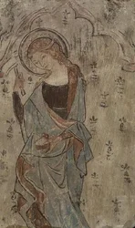 Nr.0736 St. Dorothea (möglicherweise) aus der St. Andrews Kirche, Old Chesterton, Cambridge ca.1300 (Fresko)