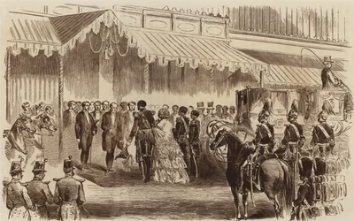 Eröffnung des Kristallpalastes, die Ankunft Ihrer Majestät, 1854