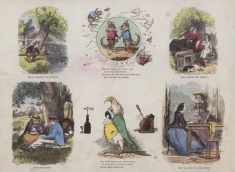 Seite aus dem Attraktiven Bilderbuch (farbige Gravur)