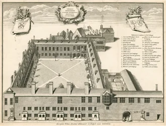 Perspektivische Ansicht des Gresham College, London