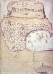 Plan von Scarborough und seinen Verteidigungen