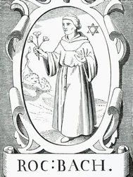 Porträt von Roger Bacon (ca. 1220-92), Illustration aus Wissenschaft und Literatur im Mittelalter und in der Renaissance, geschrieben und graviert von Paul Lacroix, 1878